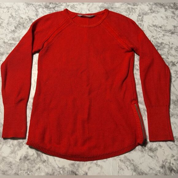 Athleta Red Crew Neck Sweater Size XS Small de zipper long sleeve - Picture 1 of 7